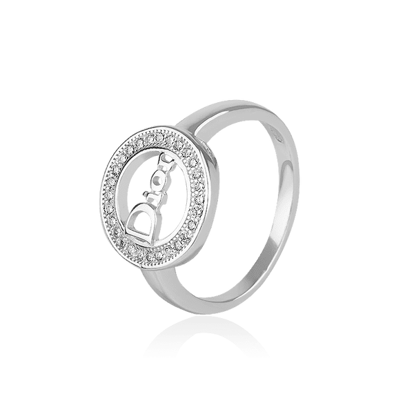 Серебряное кольцо в стиле Dior с фианитами 027974 детальное изображение ювелирного изделия Серебряные кольца со вставками