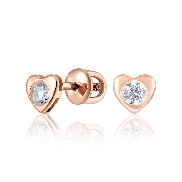 Сережки гвоздики з золота Сердечка 037089 детальне зображення ювелірного виробу Сережки гвоздики з золота Сердечка 037089 детальне зображення ювелірного виробу