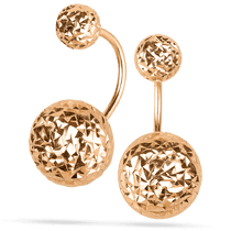 обзорное фото Серьги в стиле Диор с алмазной гранью в красном золоте 032609 Золотые серьги без вставок обзорное фото Серьги в стиле Диор с алмазной гранью в красном золоте 032609  Золотые серьги без вставок