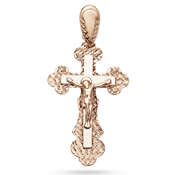 Золотой крестик с алмазной гранью с Распятием 028747 детальное изображение ювелирного изделия Золотые подвески Золотой крестик с алмазной гранью с Распятием 028747 детальное изображение ювелирного изделия Золотые подвески