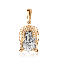 обзорное фото Золотая ладанка с цирконием 1,4,0755 Золотые подвески иконки обзорное фото Золотая ладанка с цирконием 1,4,0755  Золотые подвески иконки