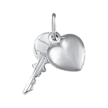 обзорное фото Серебряный подвес Ключ и сердце 8-03  Серебряные подвески без вставок