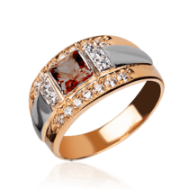 обзорное фото Золотое кольцо Стефани с гранатом 033537  Золотые кольца