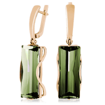 обзорное фото Серьги с зеленым аметистом в красном золоте 023490 Золотые серьги с аметистом обзорное фото Серьги с зеленым аметистом в красном золоте 023490  Золотые серьги с аметистом