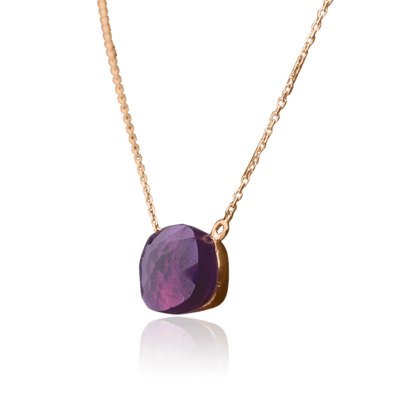 Золотое колье с крупным фиолетовым фианитом 026530 купить Золотое колье с крупным фиолетовым фианитом 026530 купить