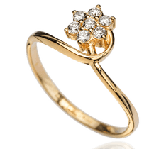 оглядове фото Каблучка з жовтого золота з діамантами 023282