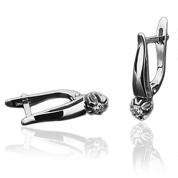 Серьги из белого золота с бриллиантами 023116 детальное изображение ювелирного изделия Золотые серьги с бриллиантами