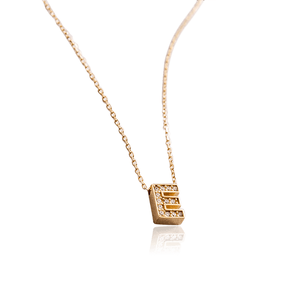 Золотое колье с буквой Е с фианитами 032801 детальное изображение ювелирного изделия Золотые цепочки Золотое колье с буквой Е с фианитами 032801 детальное изображение ювелирного изделия Золотые цепочки