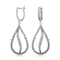 обзорное фото Серебряные серьги с фианитами 025149 Серебряные серьги с камнями обзорное фото Серебряные серьги с фианитами 025149  Серебряные серьги с камнями