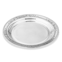обзорное фото Серебряная тарелка с узором 036922  Серебряные икорницы, блюдца, тарелки и миски
