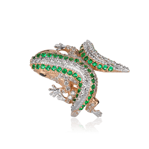 Золотое кольцо в красном золоте Игуана  Золотое кольцо в красном золоте Игуана