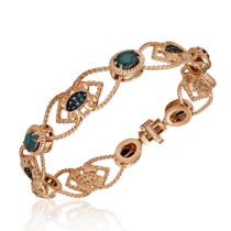 обзорное фото Женский золотой браслет с опалом и фианитами Марго 033348  Золотые браслеты