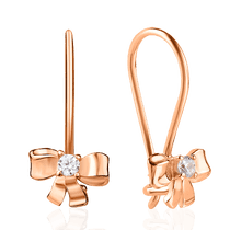 обзорное фото Золотые серьги с фианитом Бантики 037843  Серьги с камнями