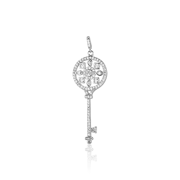 Серебряный кулон Ключик 027651 детальное изображение ювелирного изделия Серебряные подвески со вставками