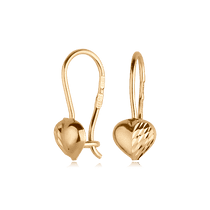 оглядове фото Дитячі сережки Сердечки з алмазним гравіюванням 80095