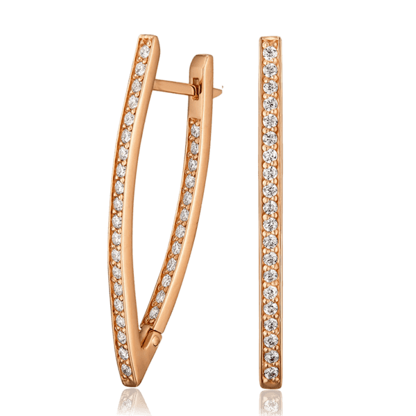 Золоті сережки Стріли з фіанітами 037182 детальне зображення ювелірного виробу
