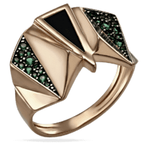 обзорное фото Золотое кольцо с агатом и нанокристаллами 030057  Золотые кольца с агатом