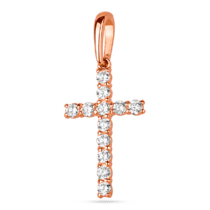 обзорное фото Золотой декоративный крестик с фианитами 035839  Декоративные золотые крестики