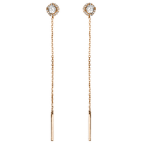 обзорное фото Золотые серьги протяжки с фианитом 037556 Золотые серьги с фианитом обзорное фото Золотые серьги протяжки с фианитом 037556  Золотые серьги с фианитом