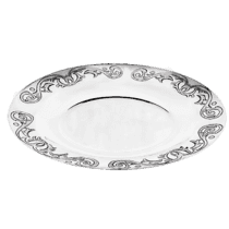 обзорное фото Серебряное блюдце с узором 033179  Серебряные икорницы, блюдца, тарелки и миски