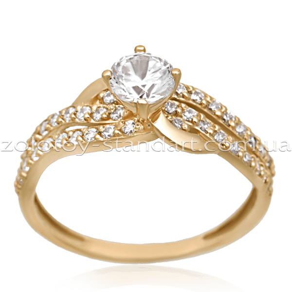 Золотое кольцо с цирконием 1422 детальное изображение ювелирного изделия Золотые кольца с фианитом