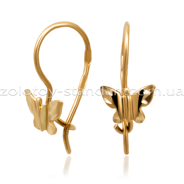Золотые серьги Бабочки 22005400 детальное изображение ювелирного изделия Серьги без камней Золотые серьги Бабочки 22005400 детальное изображение ювелирного изделия Серьги без камней