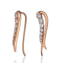 обзорное фото Золотые серьги каффы в форме крыла с фианитами 032353  Золотые серьги каффы