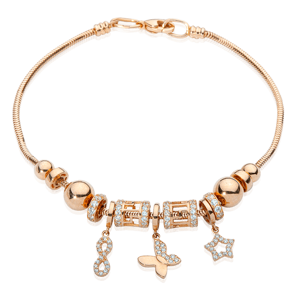 Золотой браслет женский с подвесками шармами Бабочка 037026 детальное изображение ювелирного изделия Золотые браслеты Золотой браслет женский с подвесками шармами Бабочка 037026 детальное изображение ювелирного изделия Золотые браслеты