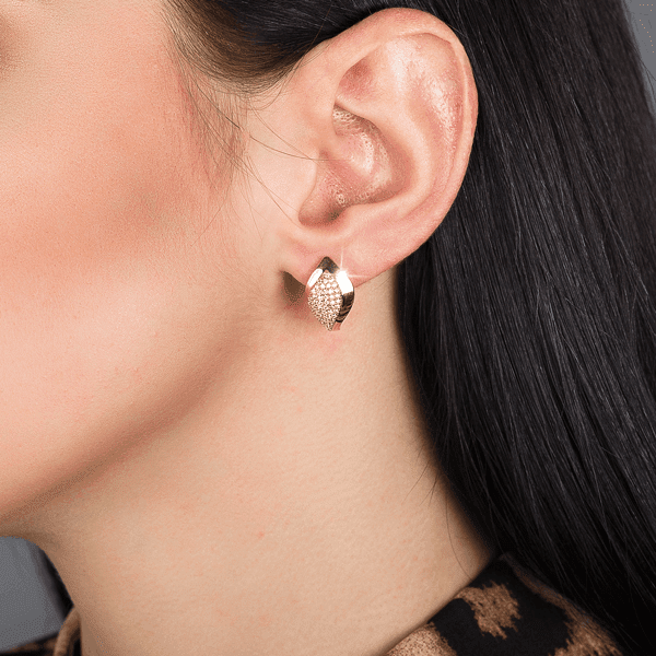 Золотые серьги с фианитами в красном золоте 030727 Золотые серьги с фианитами в красном золоте 030727