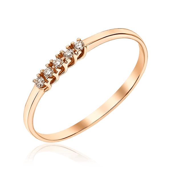 Кольцо с пятью бриллиантами в красном золоте 035180 детальное изображение ювелирного изделия Золотые кольца Кольцо с пятью бриллиантами в красном золоте 035180 детальное изображение ювелирного изделия Золотые кольца