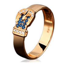 обзорное фото Кольцо Ремень из красного золота с сапфирами и бриллиантами  1113  Золотые кольца с сапфиром