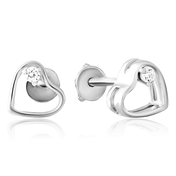Серебряные серьги пуссеты Сердечко с фианитом 036465 детальное изображение ювелирного изделия Серебряные серьги Серебряные серьги пуссеты Сердечко с фианитом 036465 детальное изображение ювелирного изделия Серебряные серьги