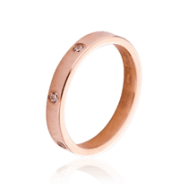 обзорное фото Стильное кольцо из красного золота с фианитами 032662  Золотые кольца