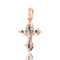 обзорное фото Золотой крестик с эмалью с распятием 029567  Золотые крестики православные