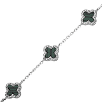 обзорное фото Серебряный браслет с малахитом и фианитами 027759 Серебряные женские браслеты обзорное фото Серебряный браслет с малахитом и фианитами 027759  Серебряные женские браслеты