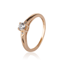 обзорное фото Золотое кольцо с фианитом 028231  Золотые кольца для помолвки с цирконием