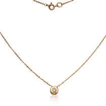 обзорное фото Колье с одним фианитом в красном золоте 034358  Золотые цепочки