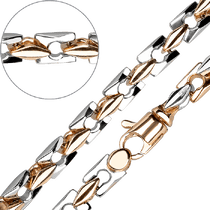 обзорное фото Прочный браслет на руку из комбинированного золота 032102 Золотые браслеты без камней обзорное фото Прочный браслет на руку из комбинированного золота 032102  Золотые браслеты без камней