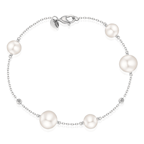 Браслет на руку из белого золота с жемчугом 037072 детальное изображение ювелирного изделия Золотые браслеты Браслет на руку из белого золота с жемчугом 037072 детальное изображение ювелирного изделия Золотые браслеты