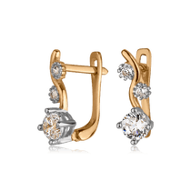обзорное фото Золотые серьги с фианитами 025759  Серьги с камнями