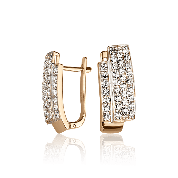 Золотые серьги с бриллиантами 027318 детальное изображение ювелирного изделия Золотые серьги с бриллиантами