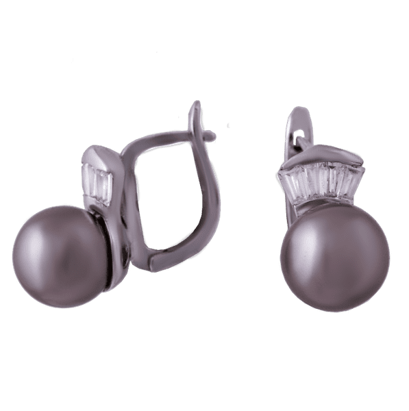 Серебряные серьги с жемчугом 1541 детальное изображение ювелирного изделия Серебряные серьги с камнями