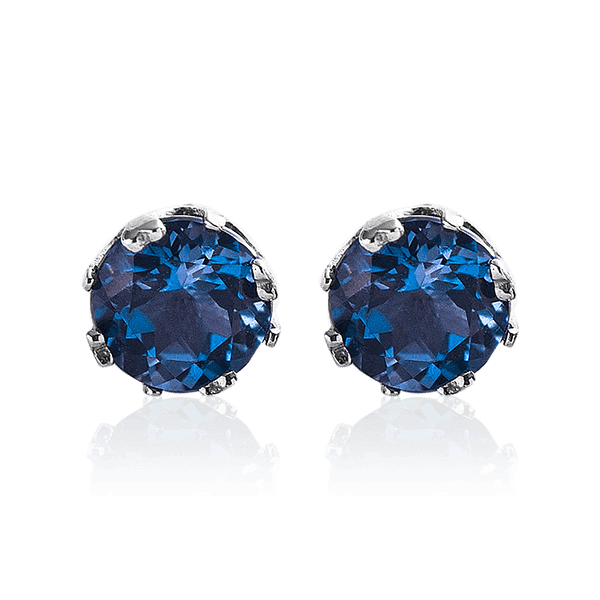 Золотые пусеты с синим камнем топаз Лондон Золотые пусеты с синим камнем топаз Лондон