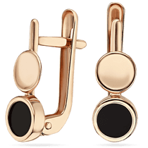 обзорное фото Сережки золотые с агатом 034627 Золотые серьги с агатом обзорное фото Сережки золотые с агатом 034627  Золотые серьги с агатом