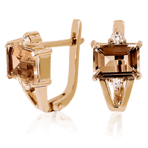 обзорное фото Золотые серьги с раухтопазом 023607 Золотые серьги с раухтопазом обзорное фото Золотые серьги с раухтопазом 023607  Золотые серьги с раухтопазом