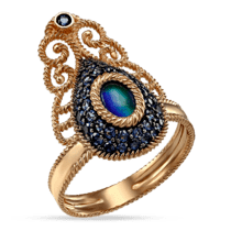 обзорное фото Массивное золотое кольцо с опалом и фианитом 038824  Золотые кольца с опалом