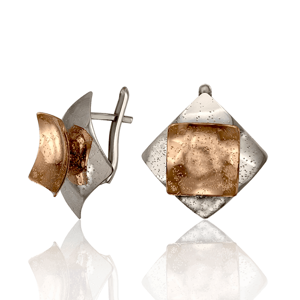 Серьги из белого и красного золота Металлик 033363 детальное изображение ювелирного изделия Золотые серьги Серьги из белого и красного золота Металлик 033363 детальное изображение ювелирного изделия Золотые серьги