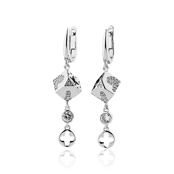 Сережки підвіски з білого золота 029253 детальне зображення ювелірного виробу Сережки підвіски з білого золота 029253 детальне зображення ювелірного виробу
