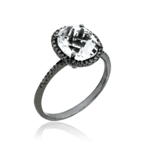 обзорное фото Женское кольцо из белого золота с кварцем и бриллиантами 032938  Золотые кольца