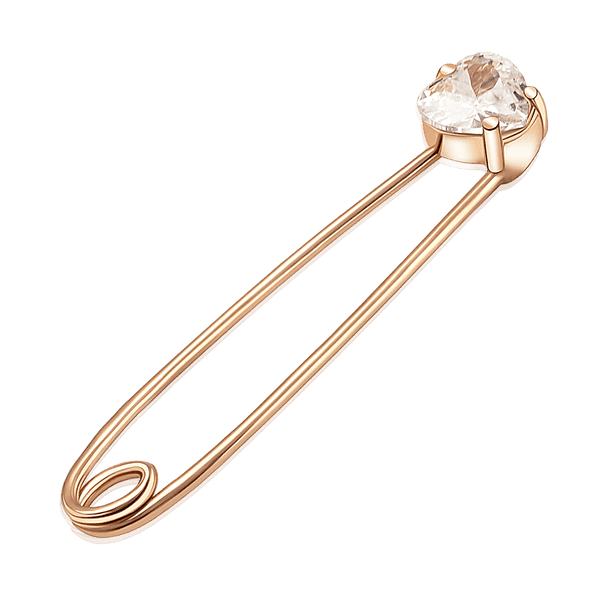 Золотая брошь булавка с фианитом в форме сердца 040896 детальное изображение ювелирного изделия Золотые булавки